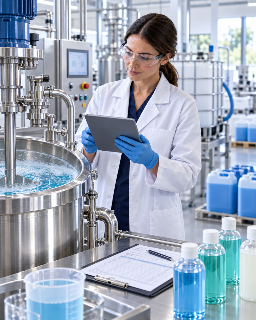 Detergent scale-up and manufacturing support in a pilot production environment