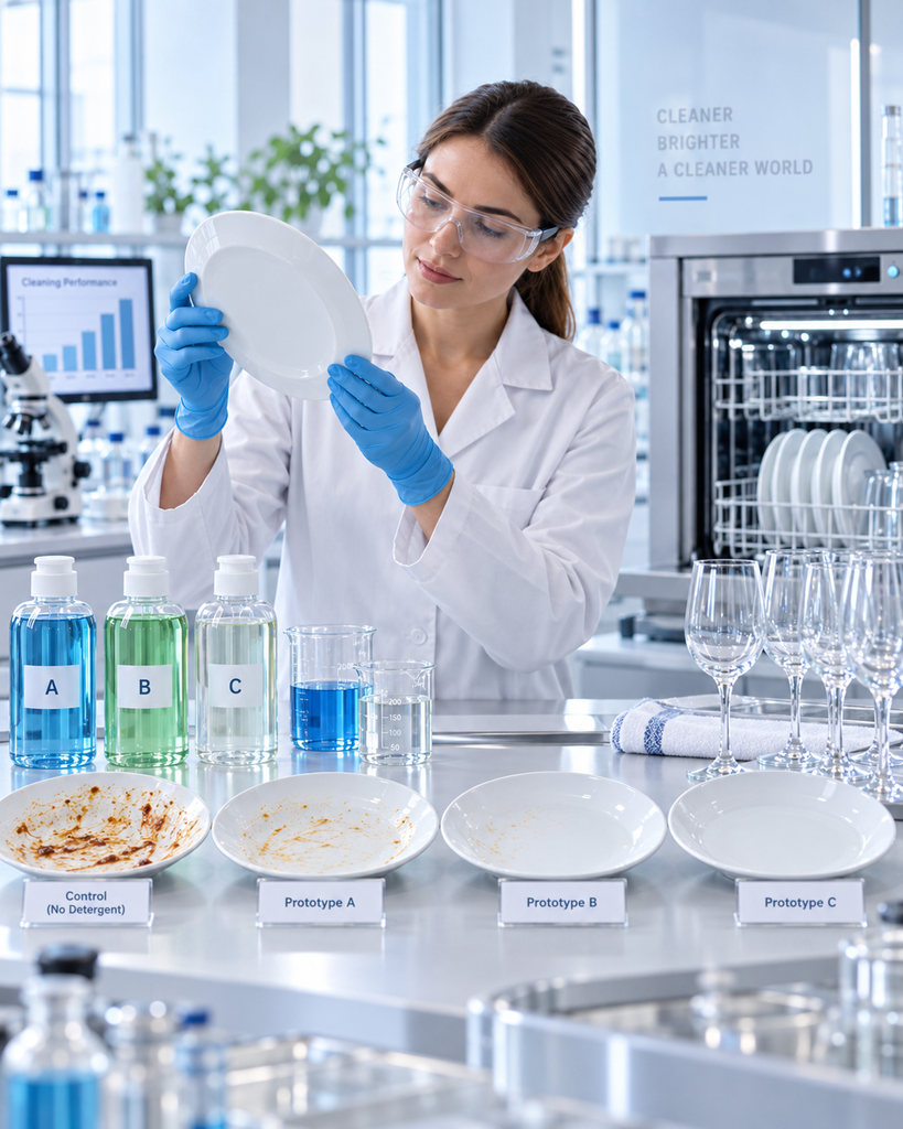 Dishwashing performance testing in the d-labs laboratory