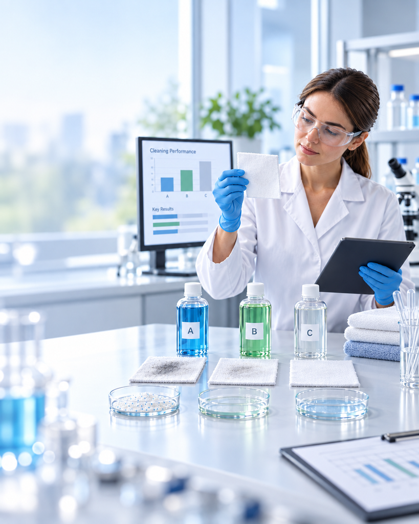 Claims substantiation testing for detergent and cleaning products