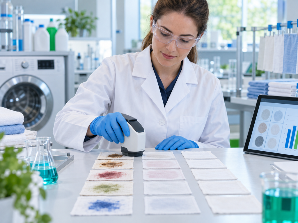 Laundry detergent performance testing in the d-labs laboratory.